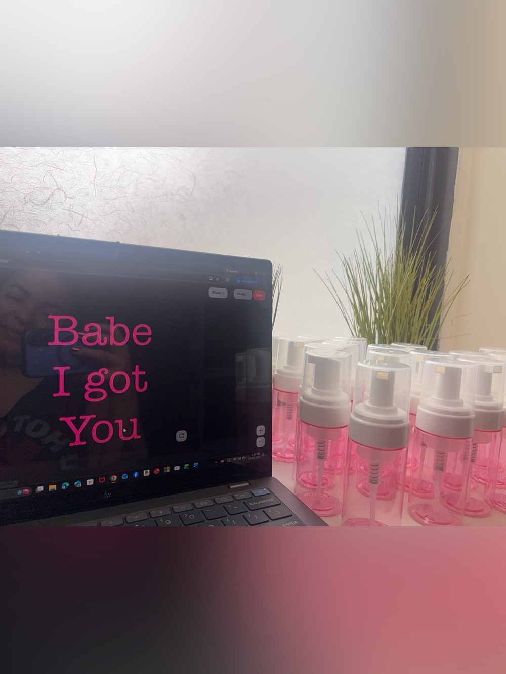 Foaming Pump Bottle - Pink & White Refillable Bottle for Women Skincare